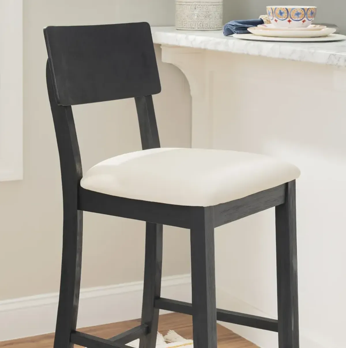 Linon Jorissen Bar Stool Dark Charcoal