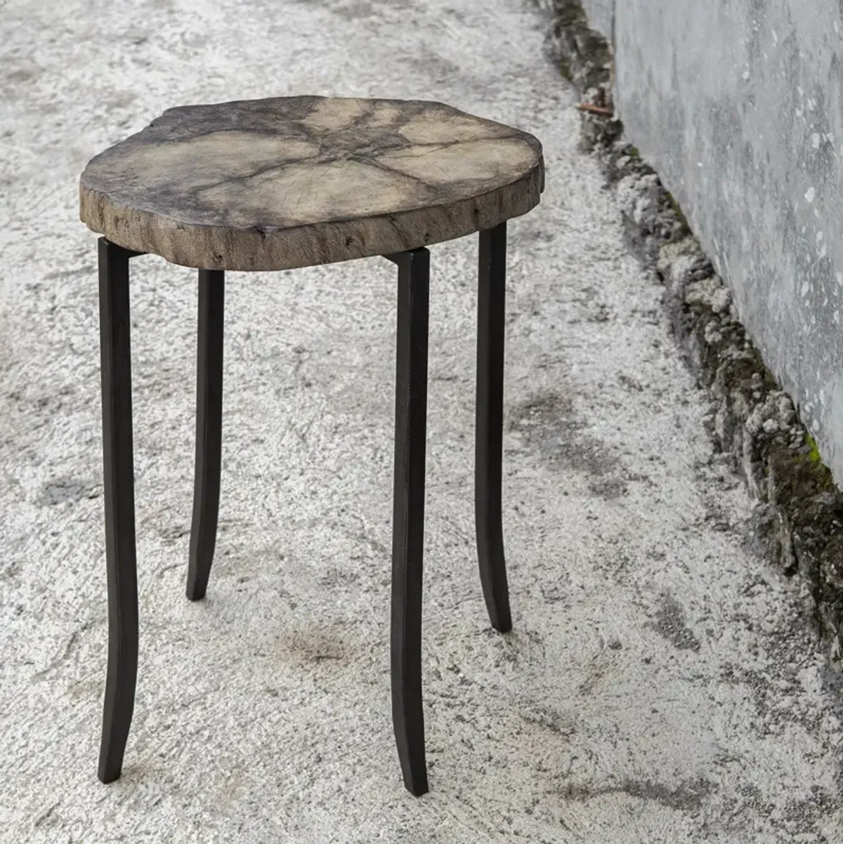 Uttermost Stiles Aged Iron Rustic Accent Table