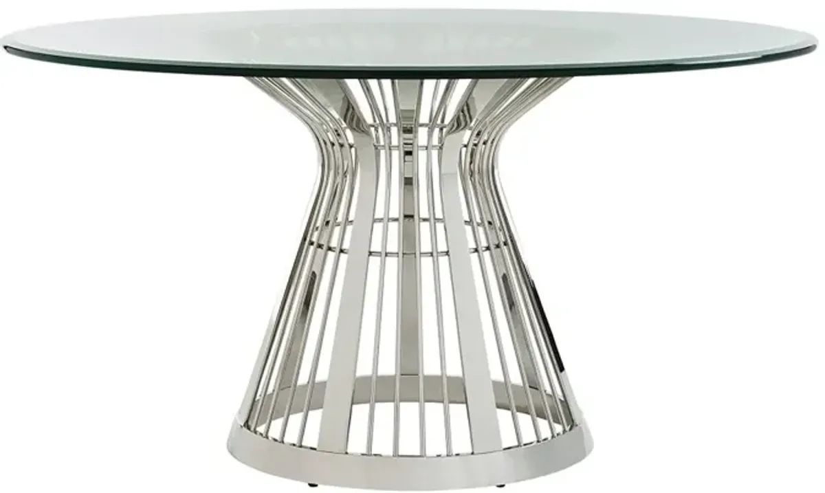 Ariana by Lexington Riviera Stainless Dining Table with 60 Inch Glass Top