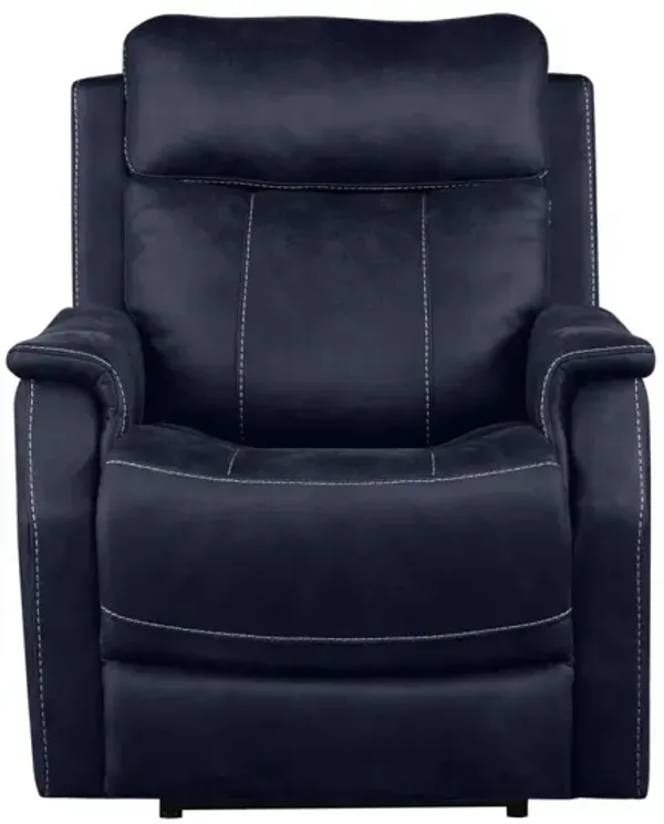 Steve Silver Valencia Ocean Blue Dual-Power Leatherette Recliner