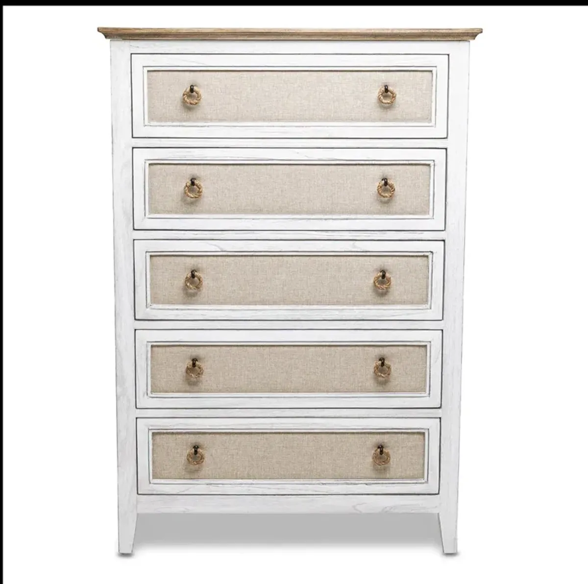 Seawinds Captiva Island Beach Sand Weathered White Finish 5-Drawer Chest