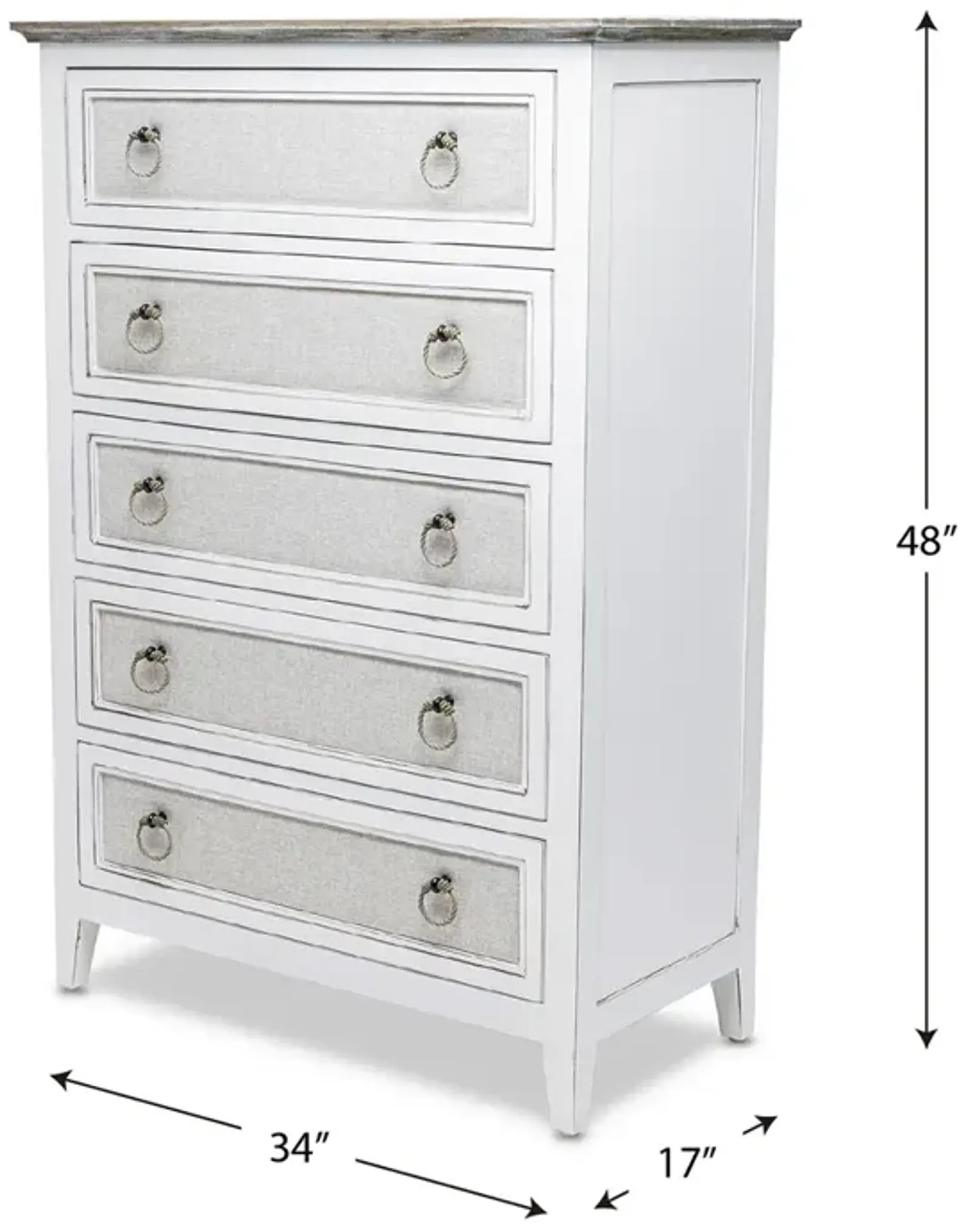 Seawinds Captiva Island Beach Sand Weathered White Finish 5-Drawer Chest