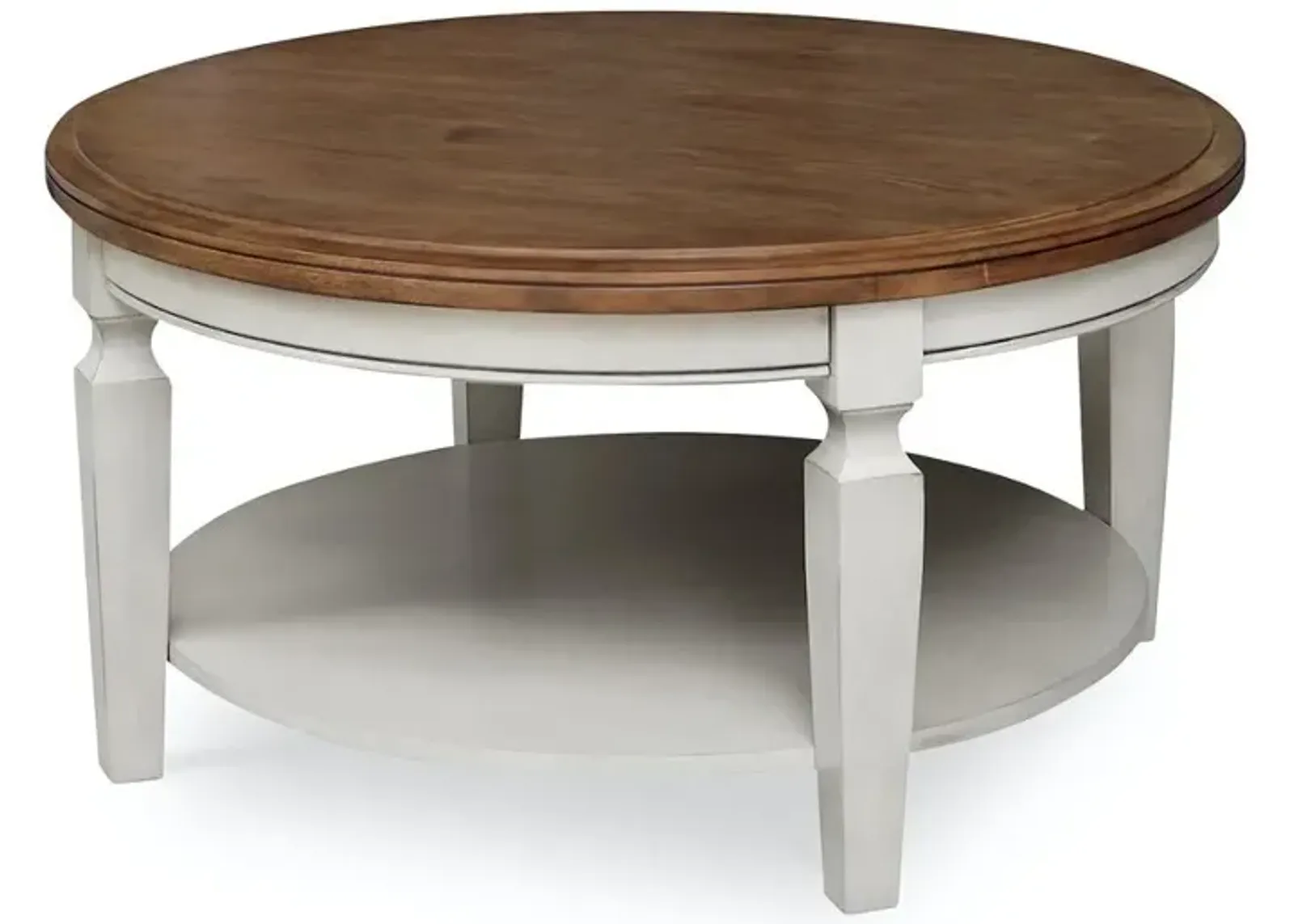 John Thomas Vista Round Coffee Table in Hickory & Shell