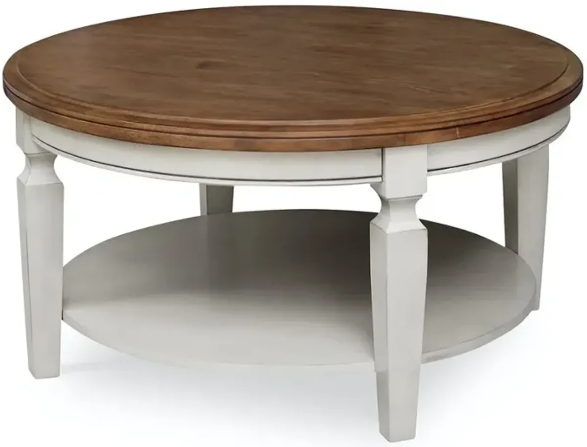 John Thomas Vista Round Coffee Table in Hickory & Shell