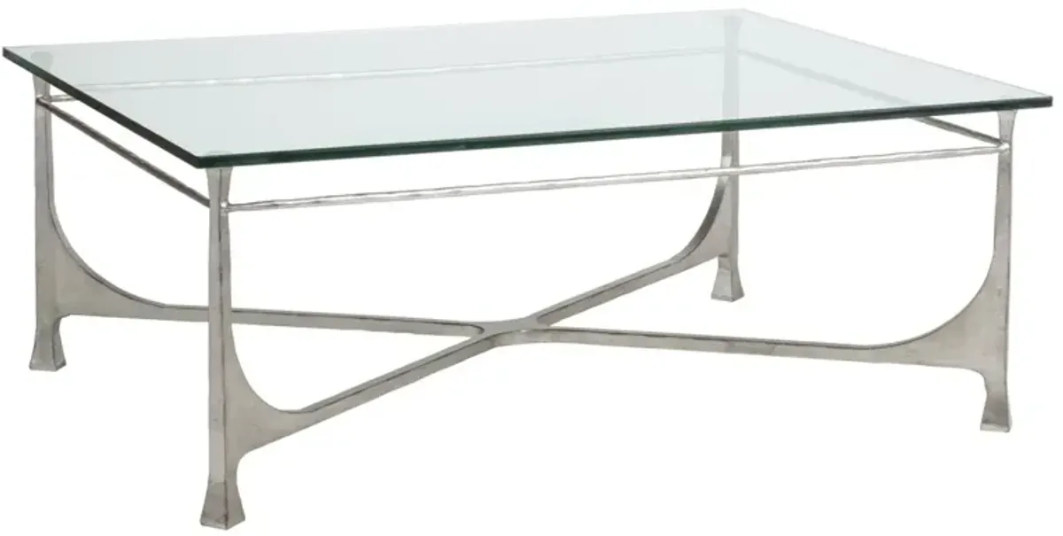 Artistica Home by Lexington Metal Designs Bruno 48 Inch Rectangular Metal Cocktail Table Silver Leaf/Clear