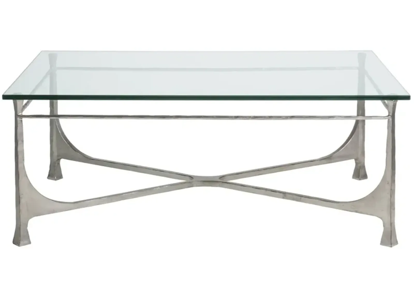 Artistica Home by Lexington Metal Designs Bruno 48 Inch Rectangular Metal Cocktail Table Silver Leaf/Clear