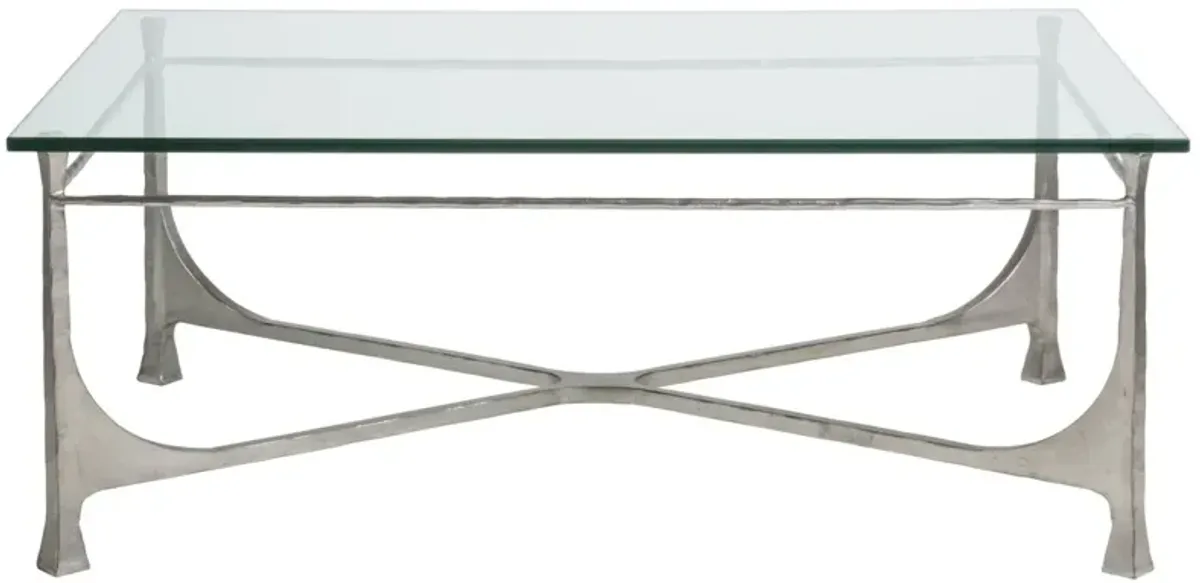 Artistica Home by Lexington Metal Designs Bruno 48 Inch Rectangular Metal Cocktail Table Silver Leaf/Clear