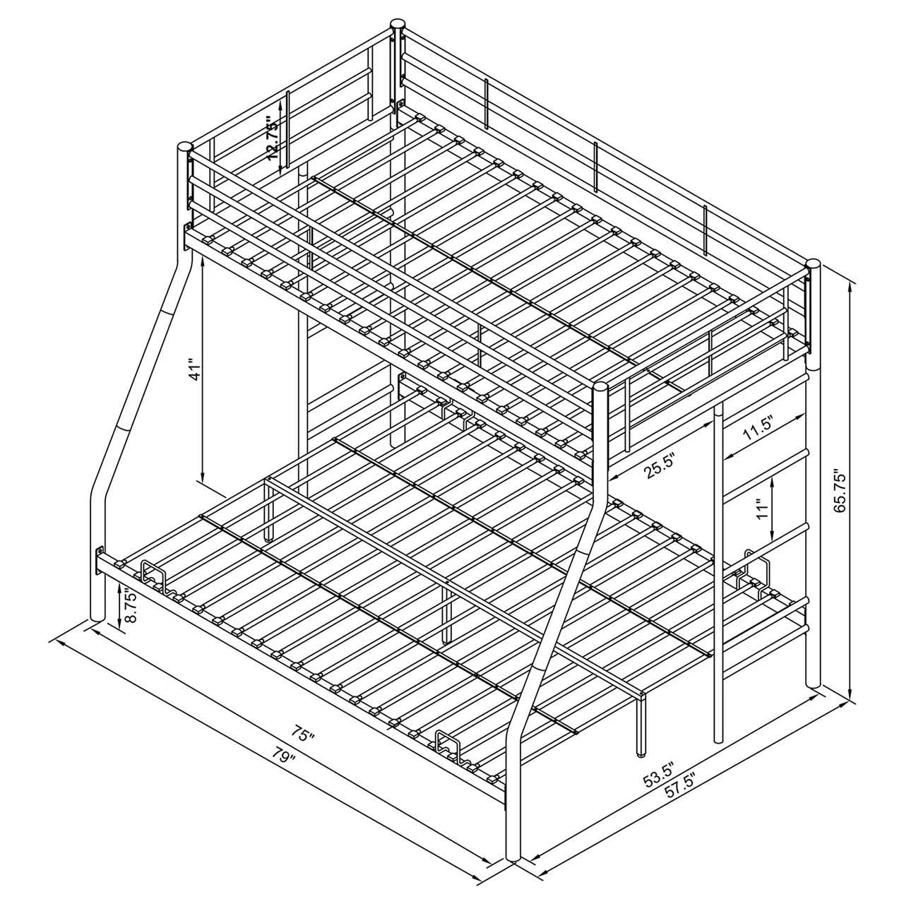 HAYWARD TWIN-OVER-FULL BUNK BED SILVER