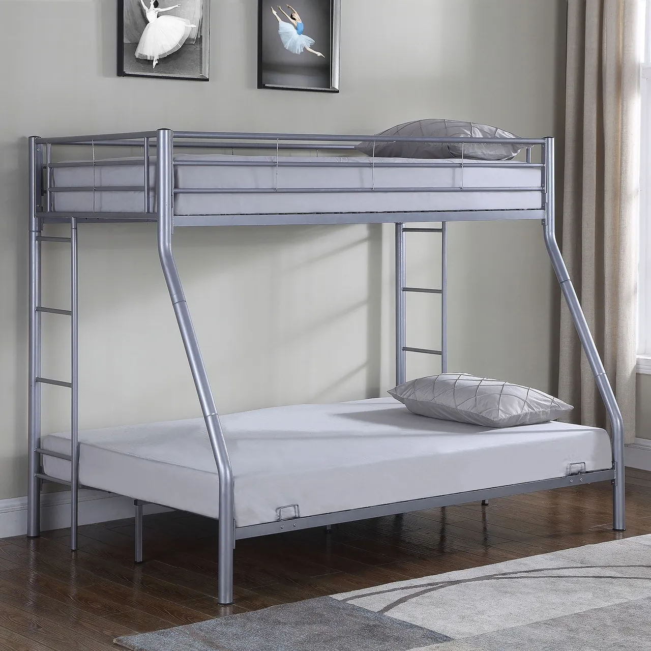 HAYWARD TWIN-OVER-FULL BUNK BED SILVER