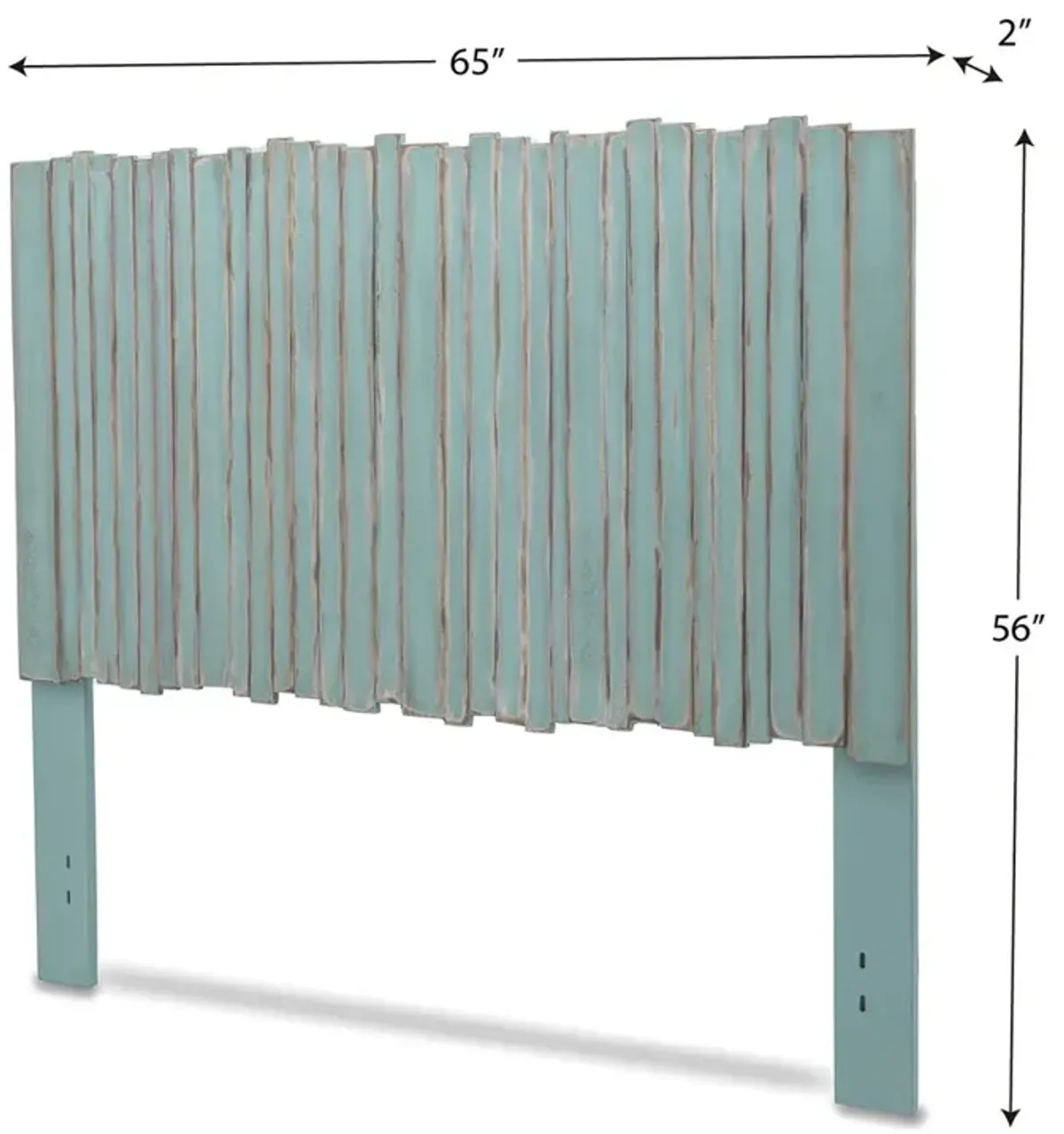 Seawinds Picket Fence Distressed Blue Finish Queen Headboard