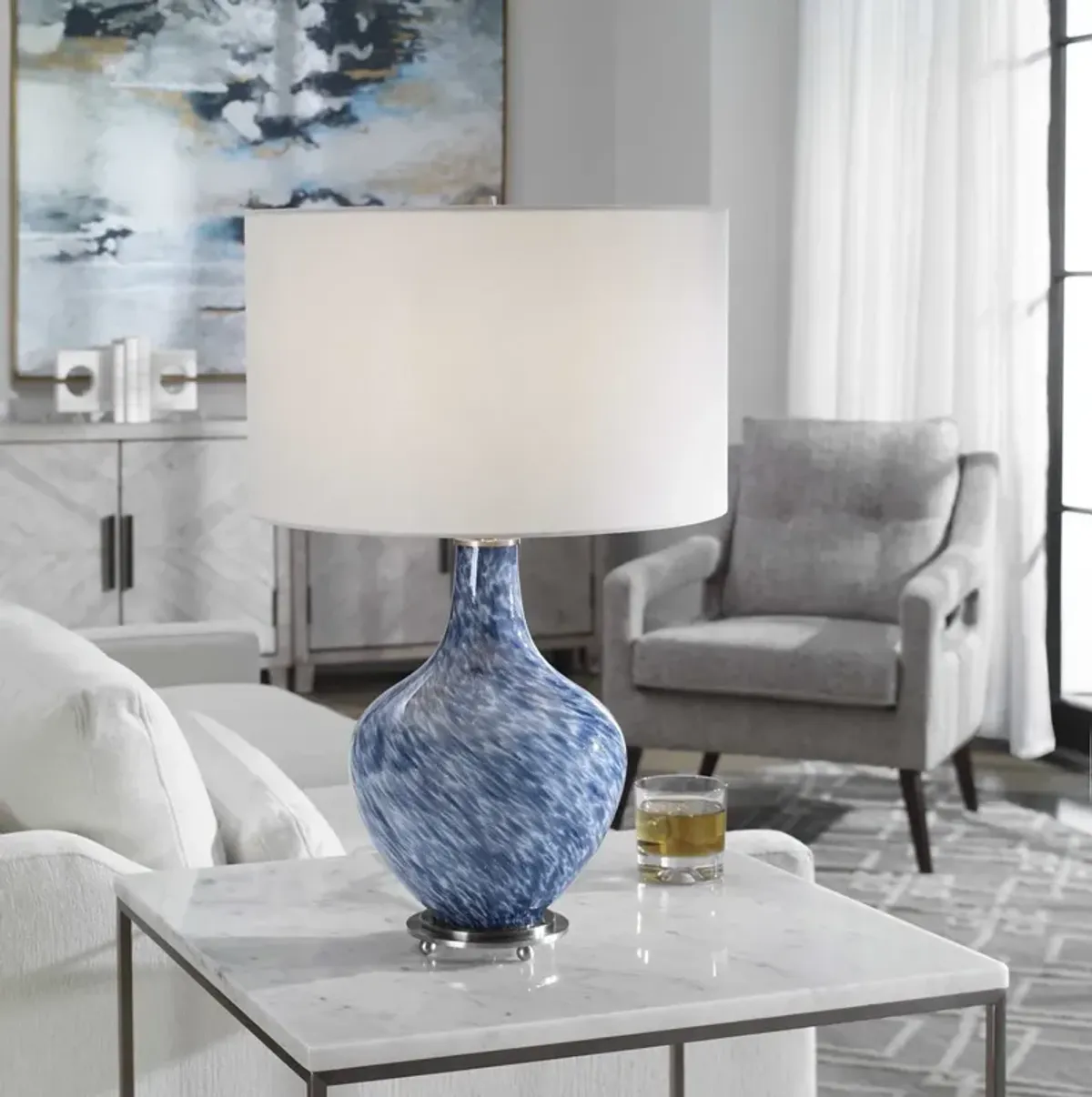 Uttermost Cove Cobalt Blue/White Table Lamp