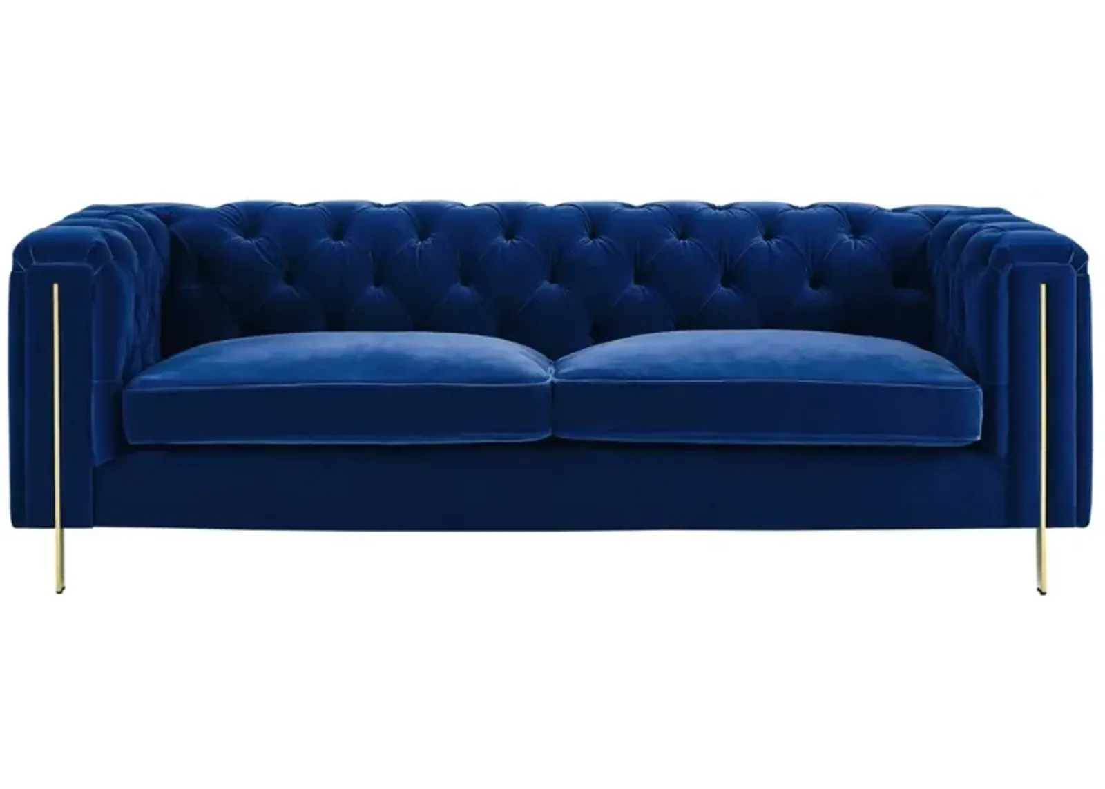 Steve Silver Charlene Blue Velvet Button Tufted Rolled Arm Chesterfield Sofa