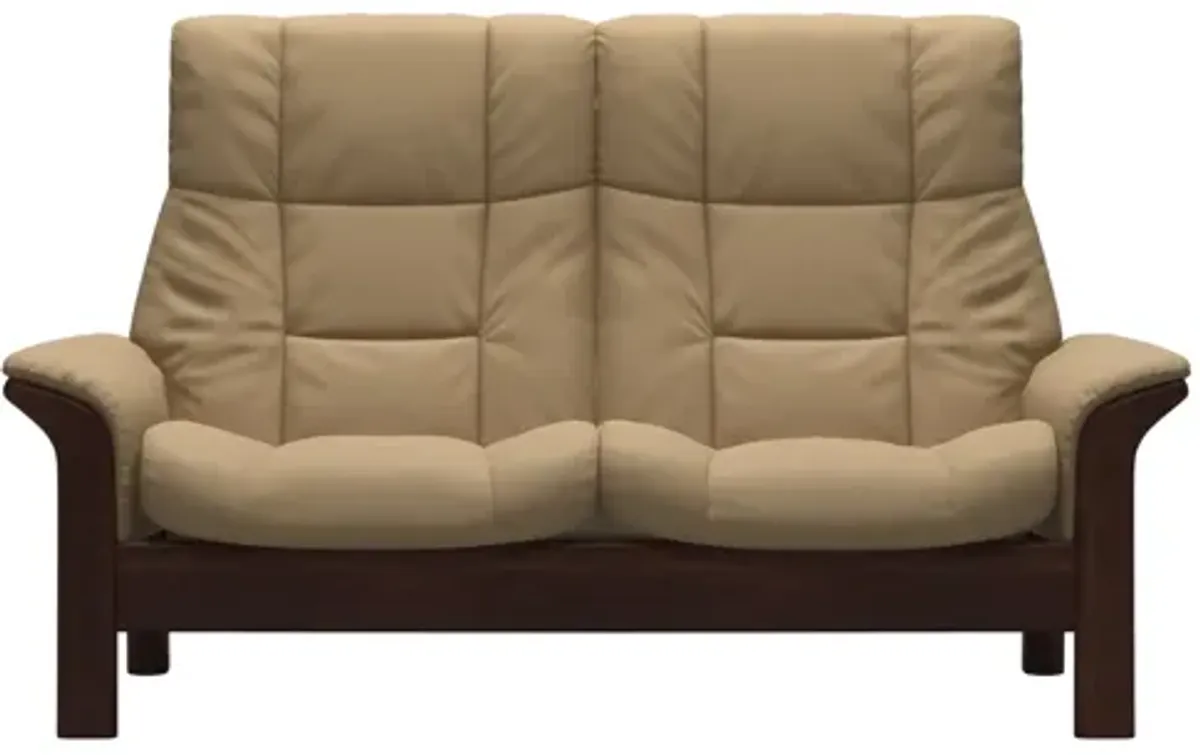 Stressless Buckingham High 2 Seat Loveseat Paloma Sand Brown Finish