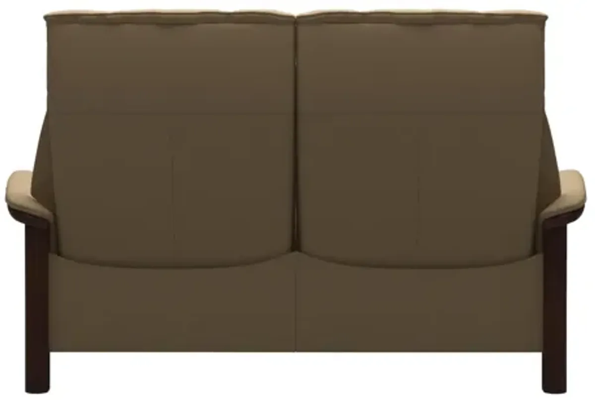 Stressless Buckingham High 2 Seat Loveseat Paloma Sand Brown Finish