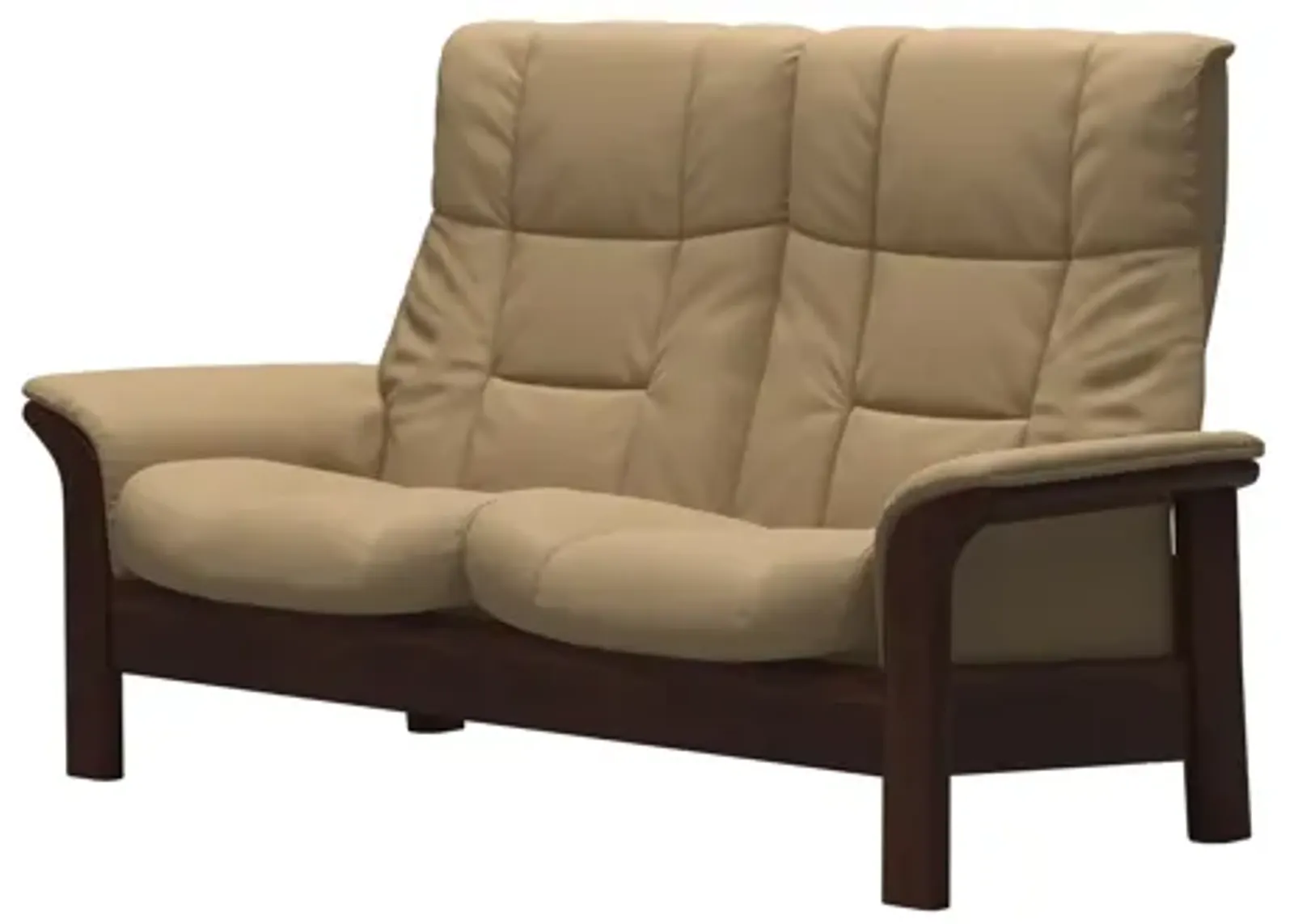 Stressless Buckingham High 2 Seat Loveseat Paloma Sand Brown Finish