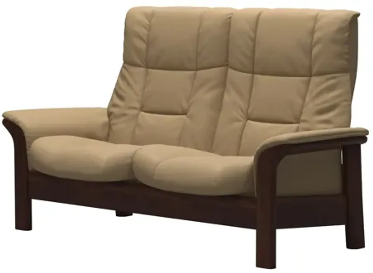 Stressless Buckingham High 2 Seat Loveseat Paloma Sand Brown Finish