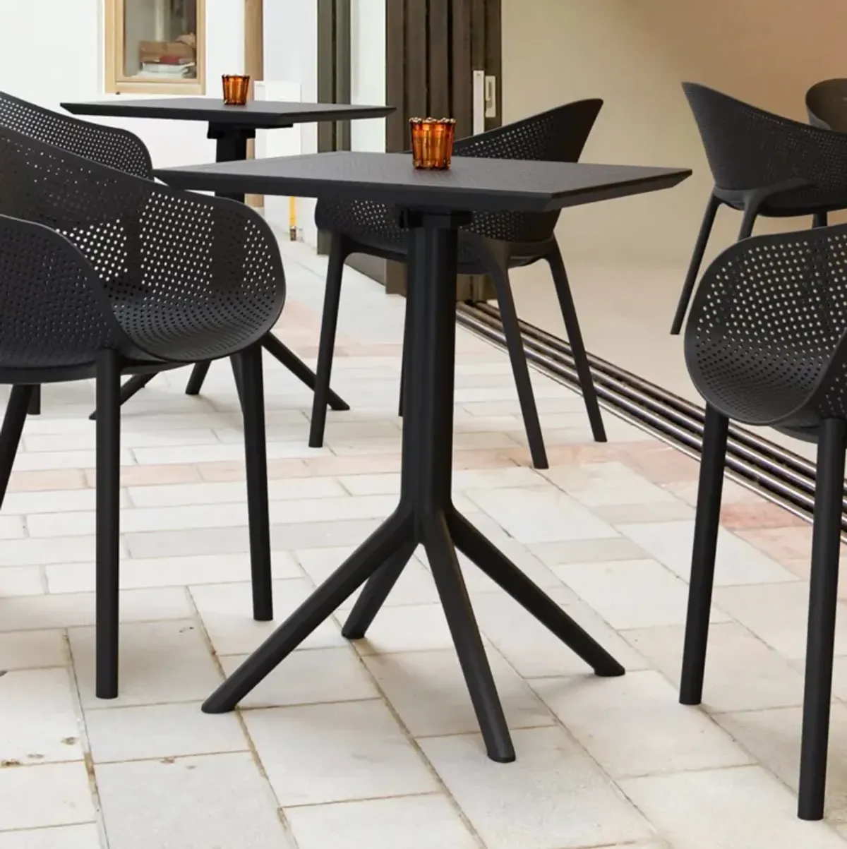 Compamia 24 Inch Outdoor Sky Square Folding Table Black