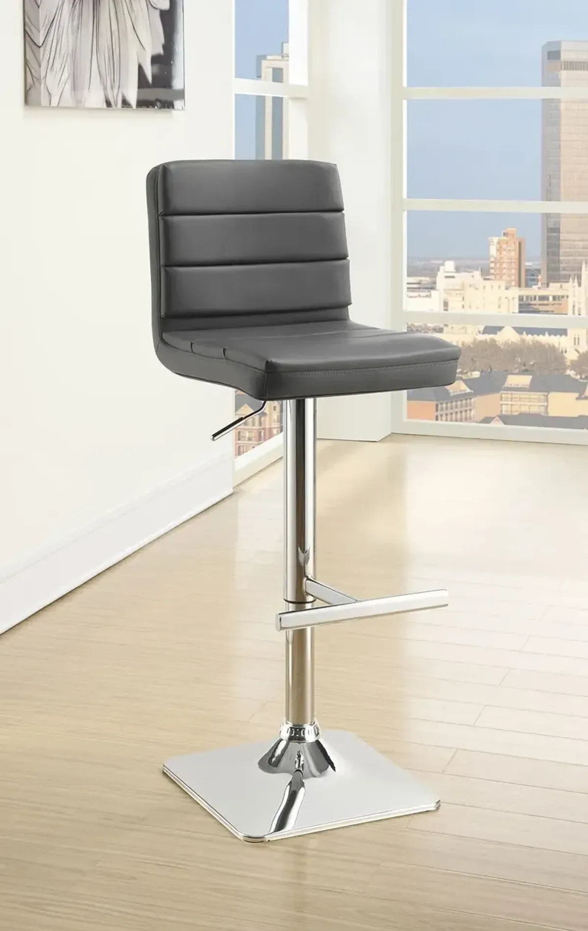 Coaster Bianca Upholstered Adjustable Bar Stool Grey