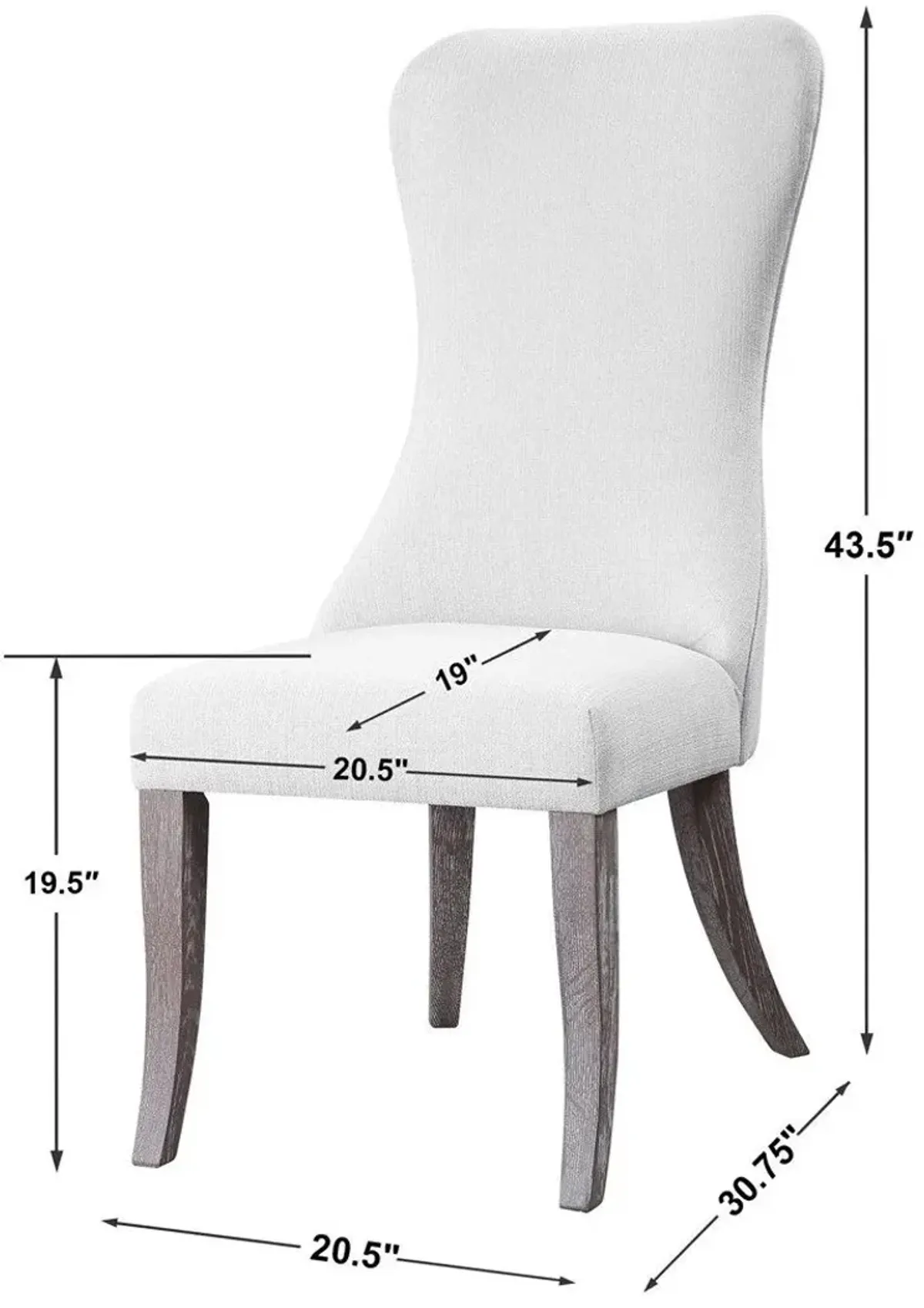 Uttermost Caledonia White Armless Chair