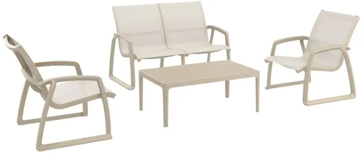 Compamia Pacific 4-Piece Taupe Frame & Sling Outdoor Lounge Set