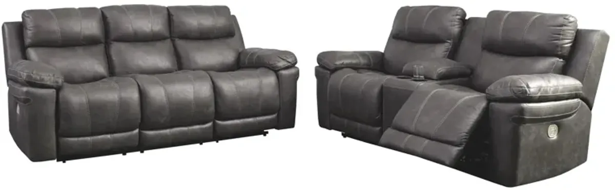 Ashley Erlangen Midnight Power Reclining Sofa with Adjustable Headrest