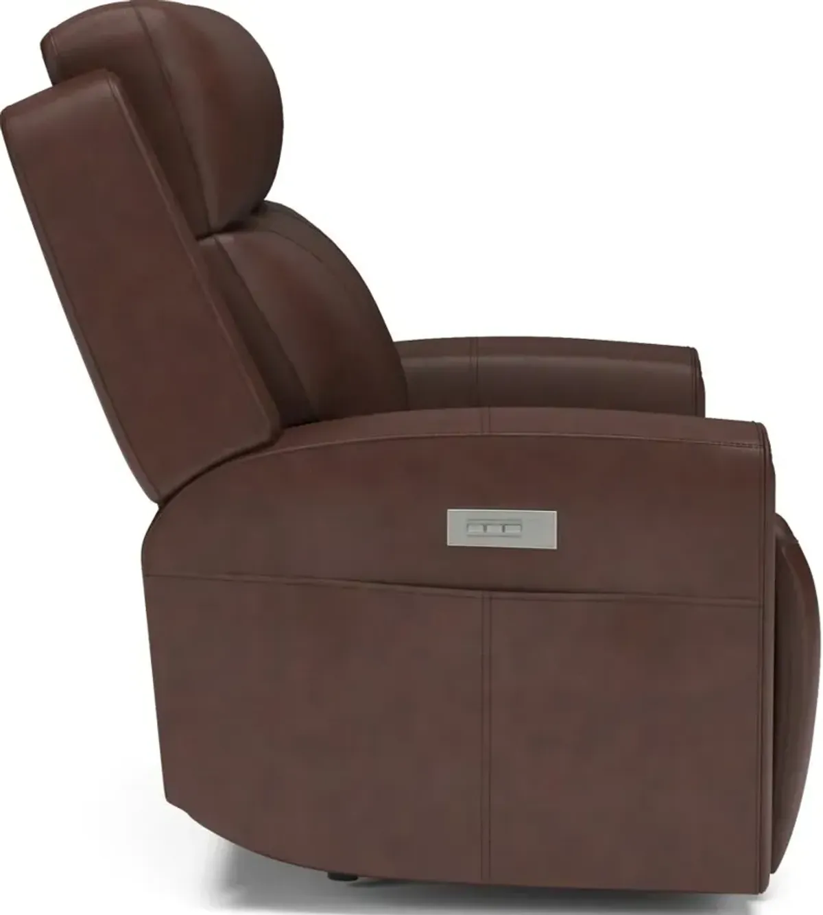 Flexsteel Barnett Timber Power Reclining Leather Loveseat with Power Headrests & Lumbar