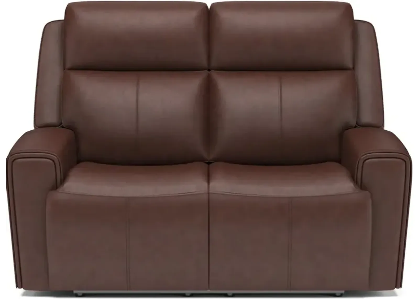 Flexsteel Barnett Timber Power Reclining Leather Loveseat with Power Headrests & Lumbar