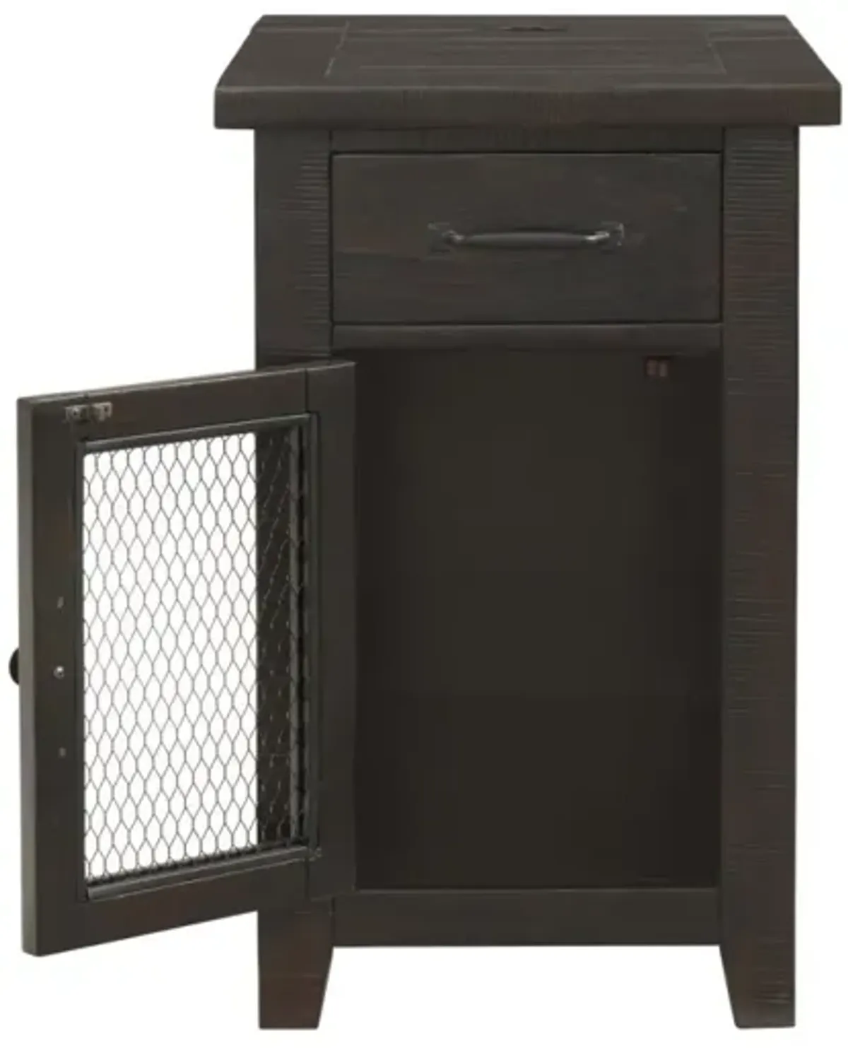 Martin Svensson Rustic Chairside Accent Table with Power in Espresso