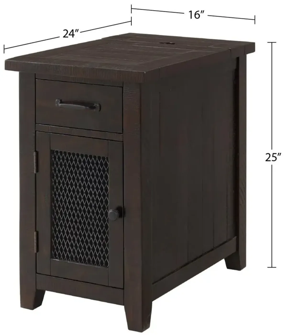 Martin Svensson Rustic Chairside Accent Table with Power in Espresso