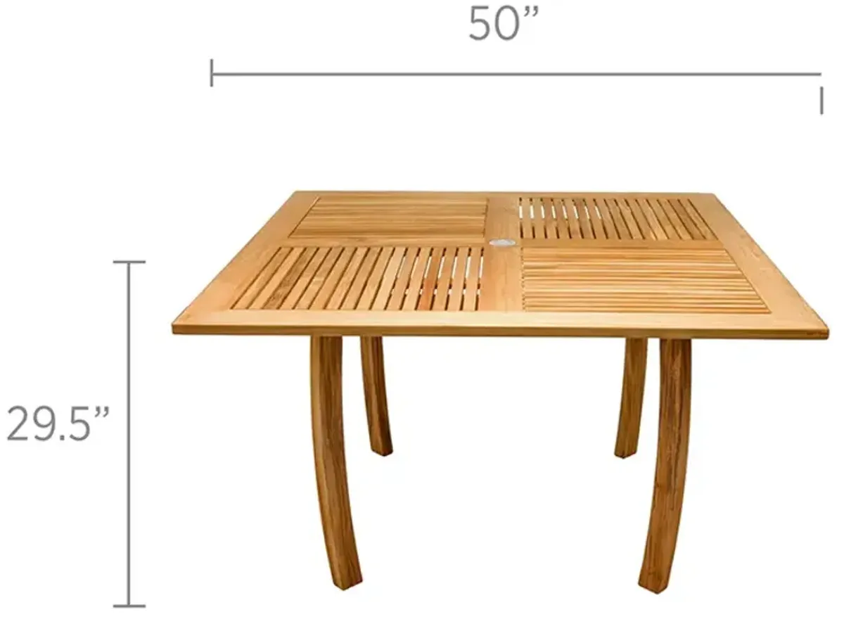 Royal Teak 50 Inch Square Outdoor Stationary Dolphin Dining Table