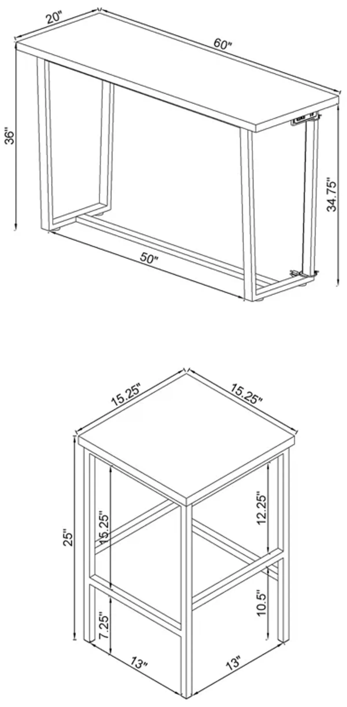 Coaster Marmot 4-Piece Rectangular Counter-Height Table Set Chrome