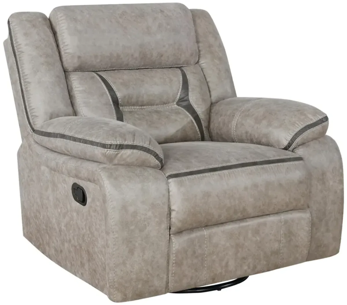 Coaster Greer Upholstered Swivel Glider Recliner Chair Taupe