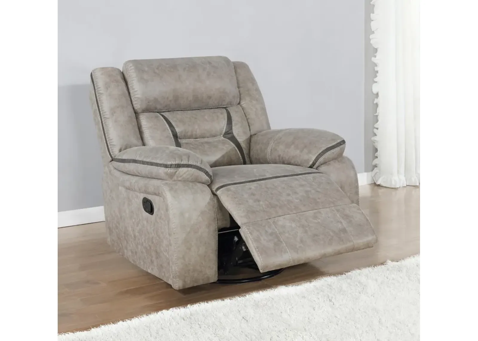 Coaster Greer Upholstered Swivel Glider Recliner Chair Taupe