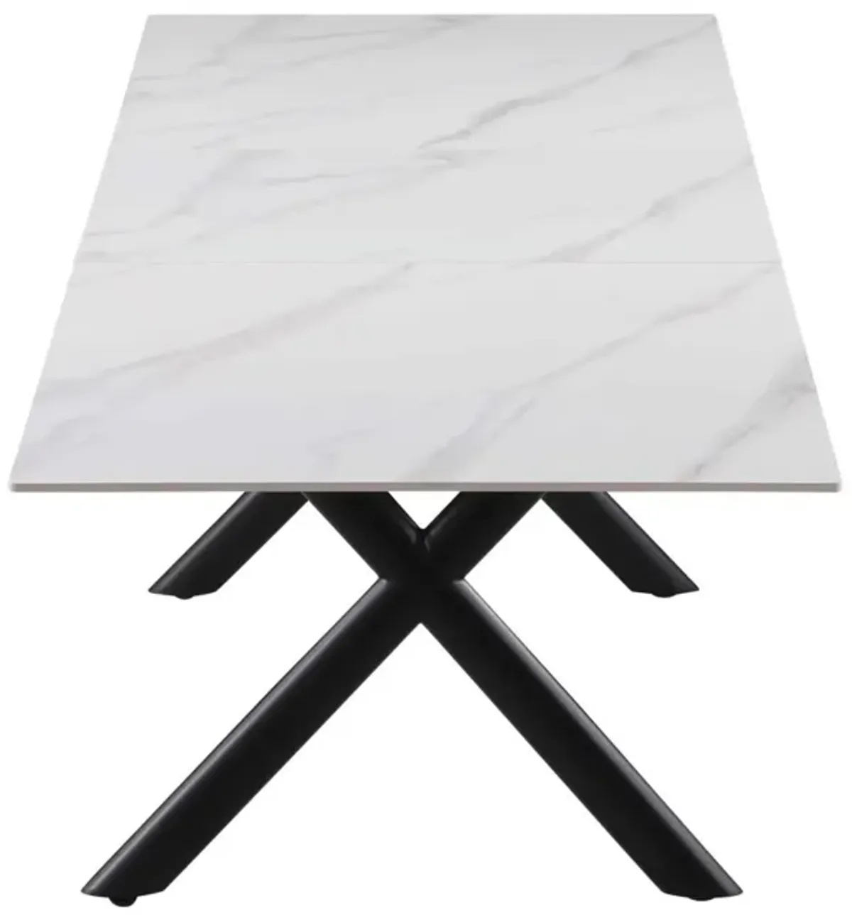 Chintaly Karol Extendable Sintered Stone Top Dining Table with Steel Base