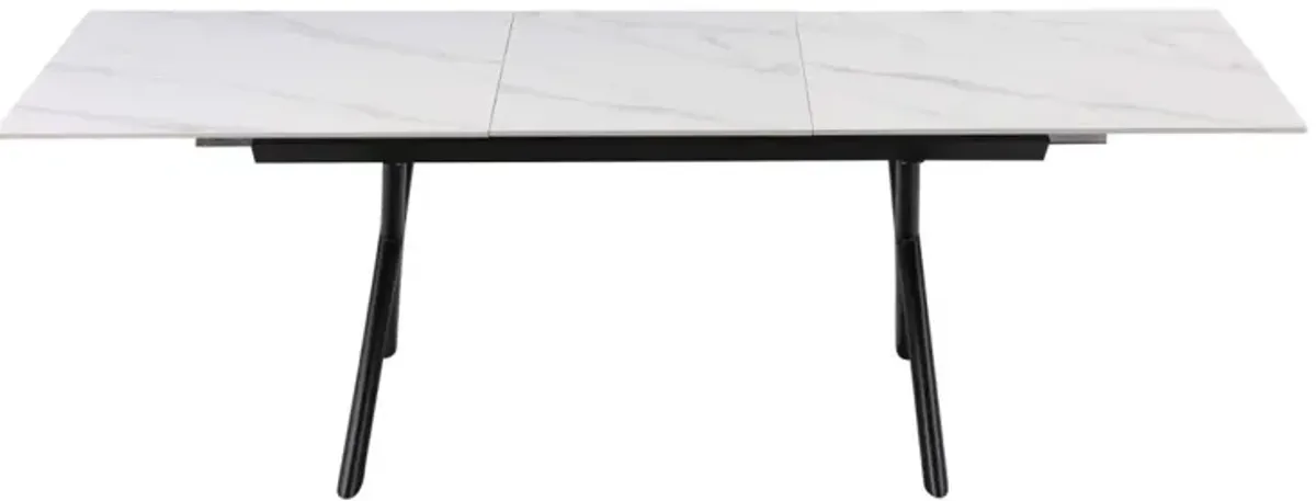 Chintaly Karol Extendable Sintered Stone Top Dining Table with Steel Base