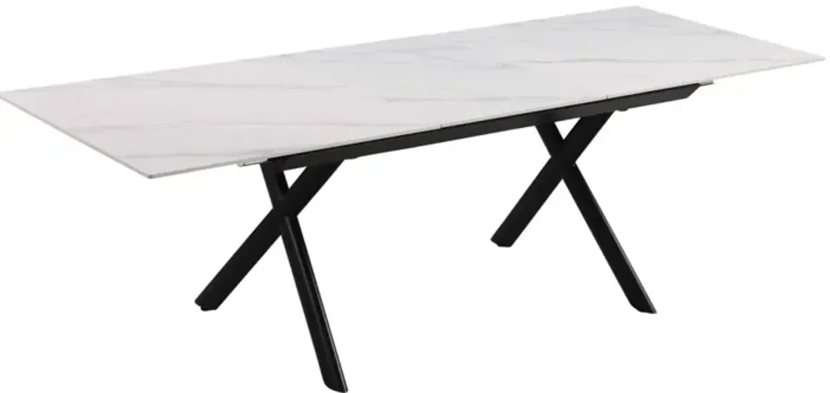 Chintaly Karol Extendable Sintered Stone Top Dining Table with Steel Base