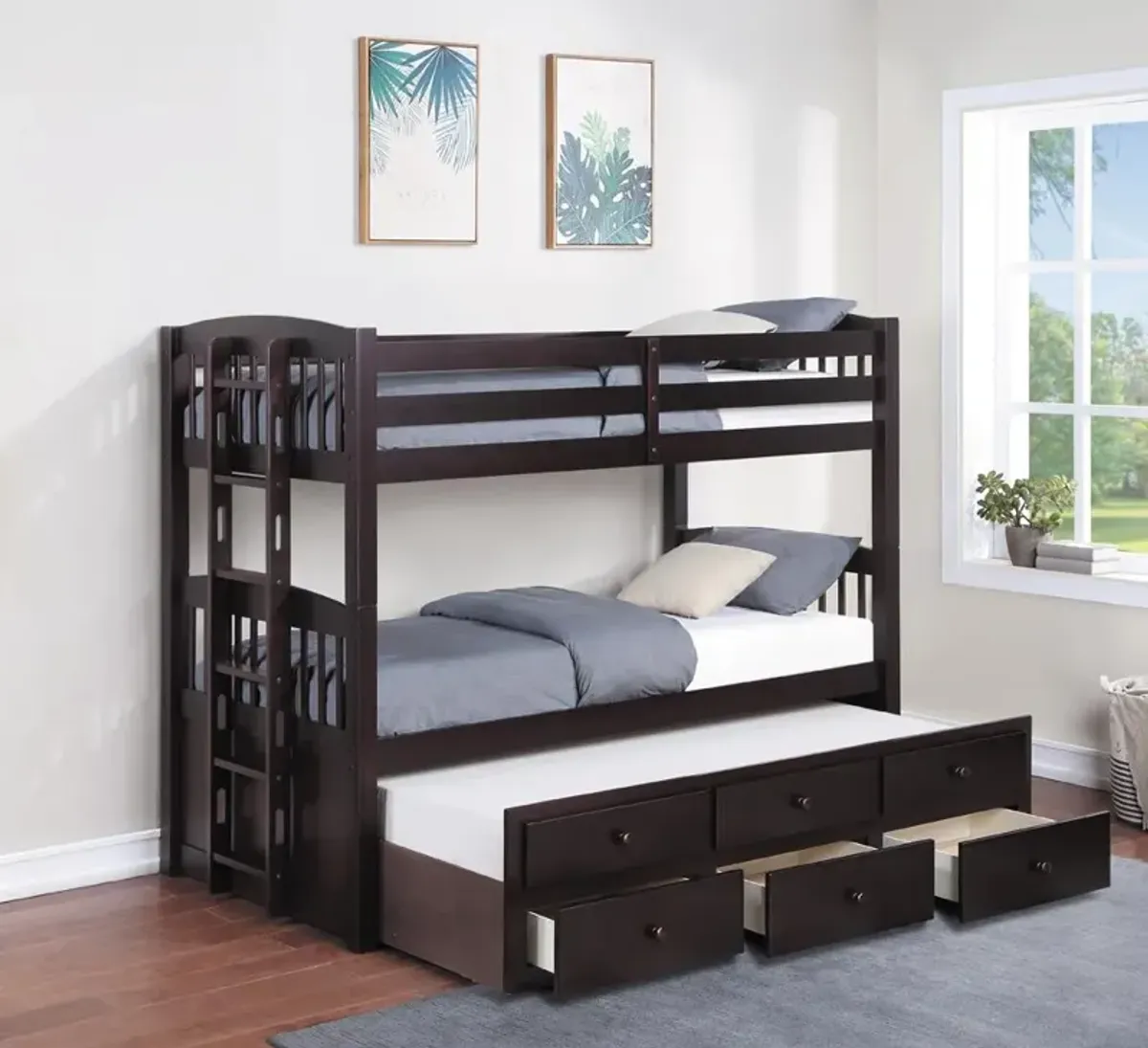 Coaster Kensington Twin Over Twin Bunk Bed with Trundle Cappuccino