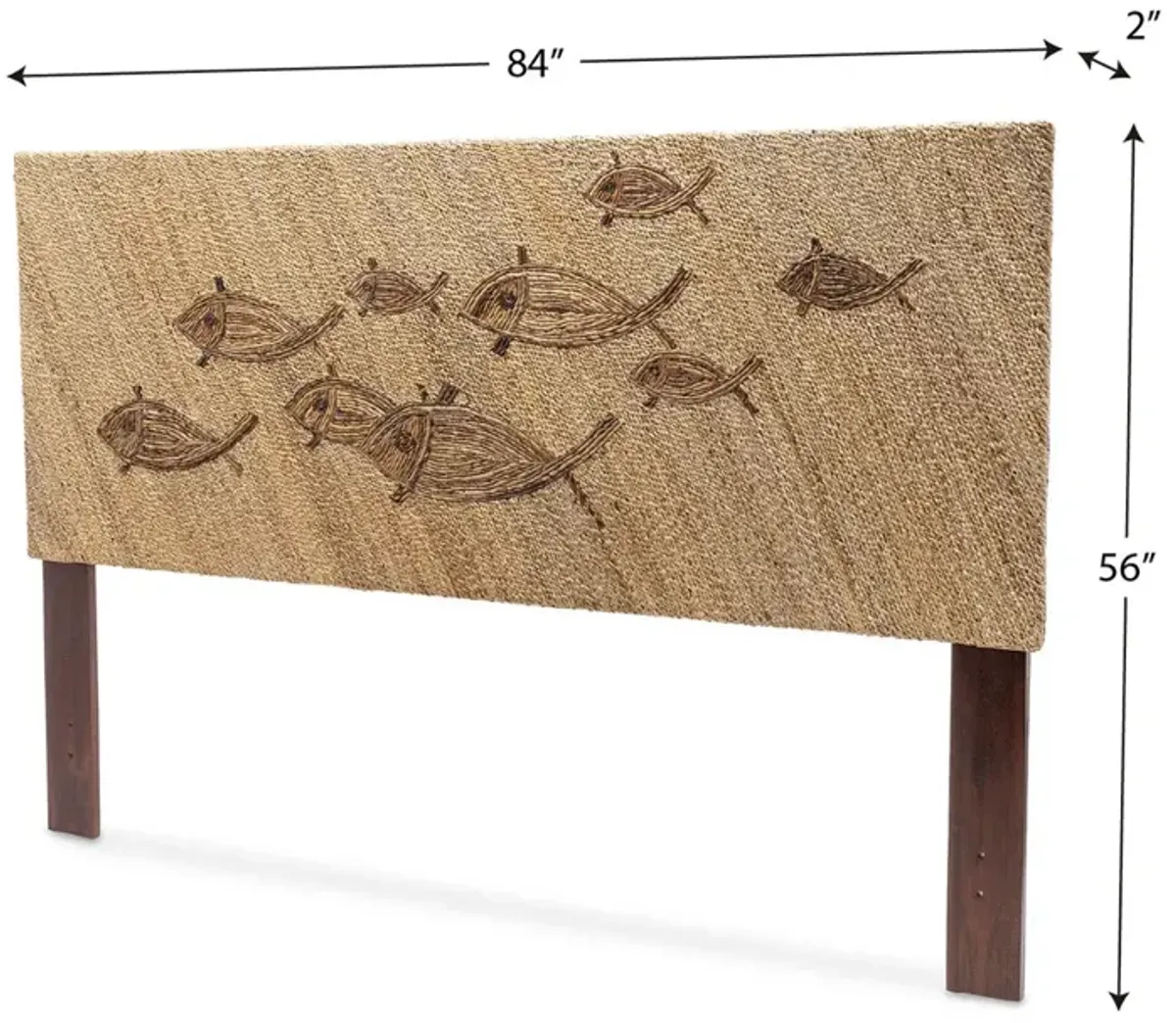 Seawinds School of Fish Weave Natural Finish King Headboard