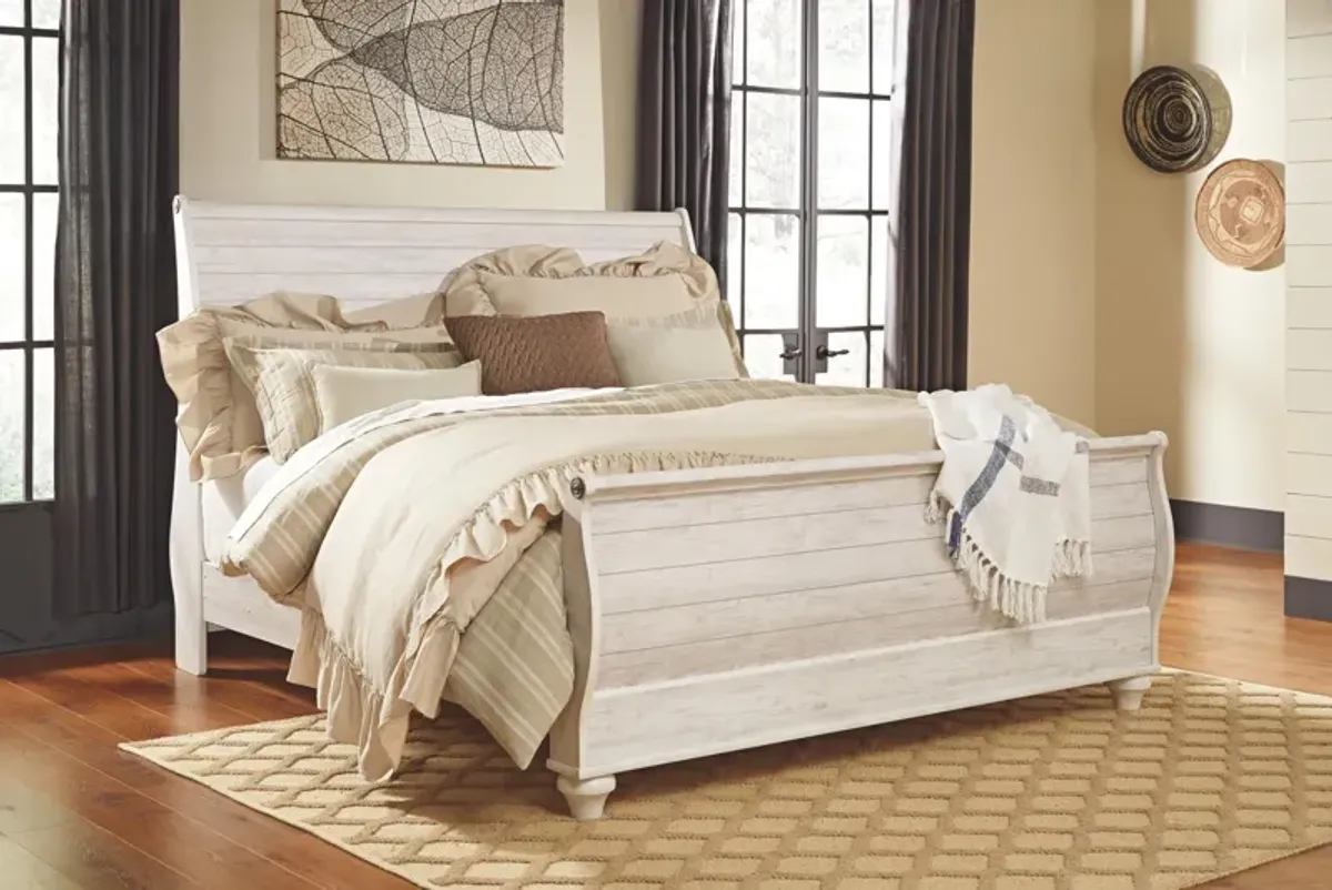 Ashley Willowton Whitewash Queen Sleigh Bed