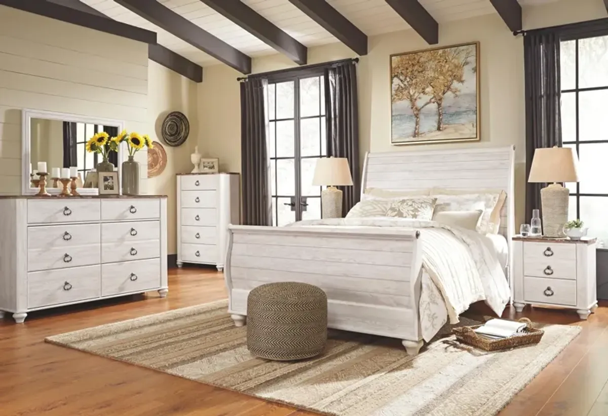 Willowton Whitewash Queen Sleigh Bed