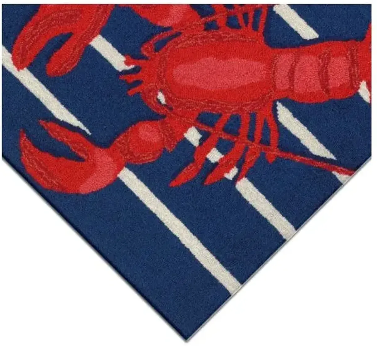 Trans Ocean Frontporch Lobster On Stripes Navy Doormat