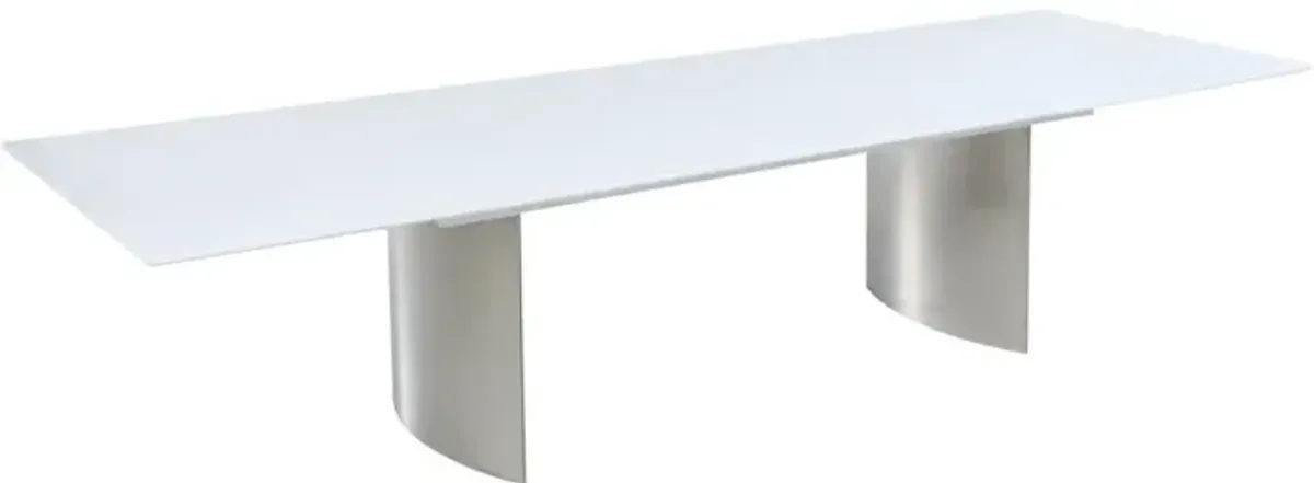 Chintaly Glenda Contemporary White Gloss & Steel Dining Table