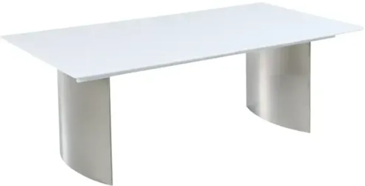 Chintaly Glenda Contemporary White Gloss & Steel Dining Table