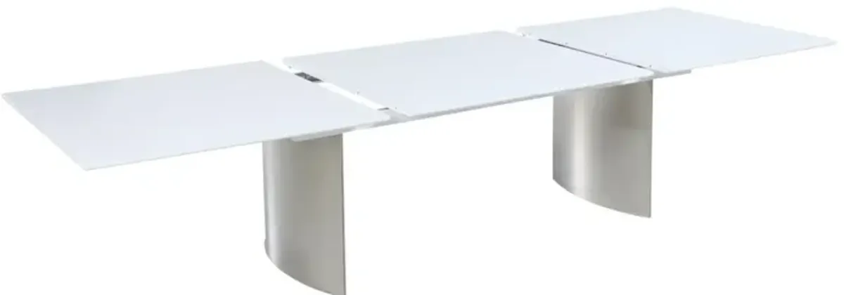 Chintaly Glenda Contemporary White Gloss & Steel Dining Table