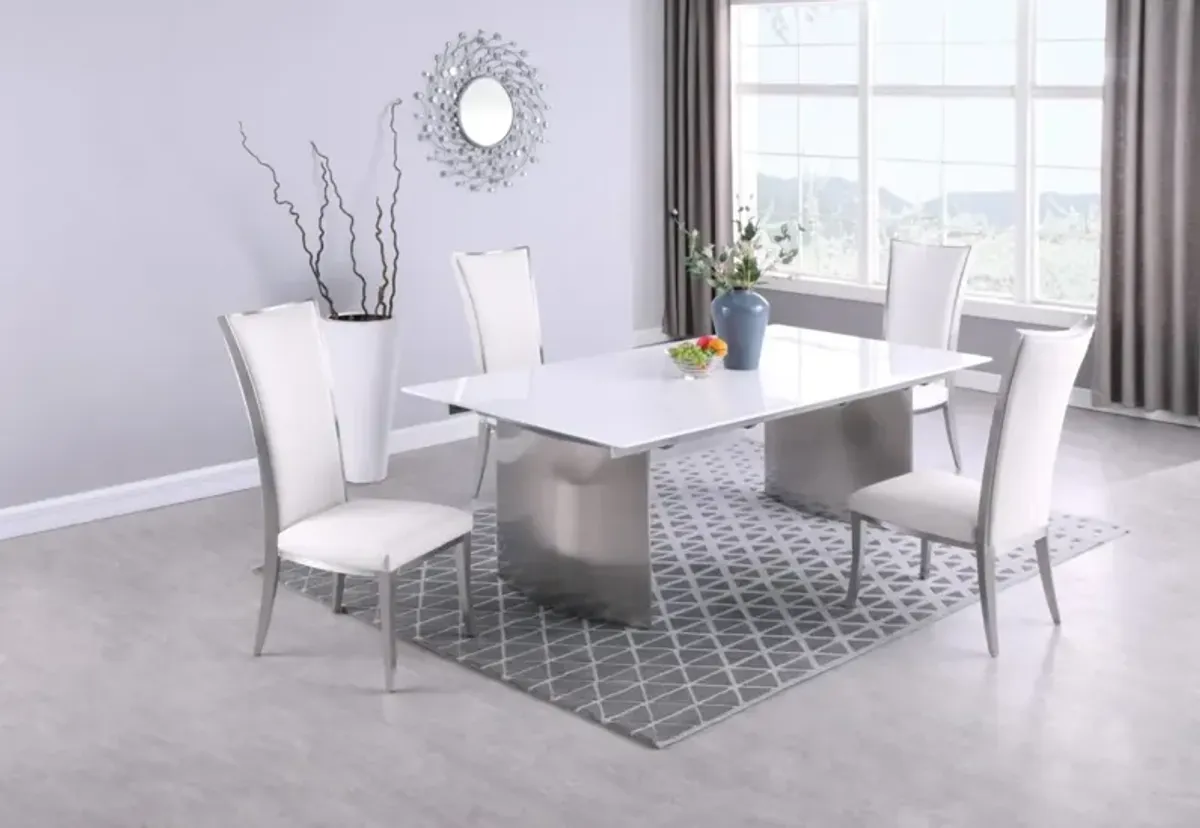 Chintaly Glenda Contemporary White Gloss & Steel Dining Table