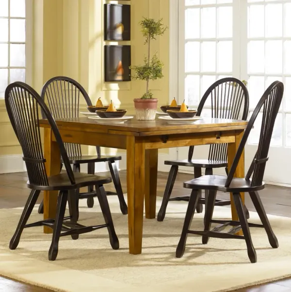 Liberty Furniture Treasures 5-Piece Wood Plank Retractable Table Set with 4 Chairs