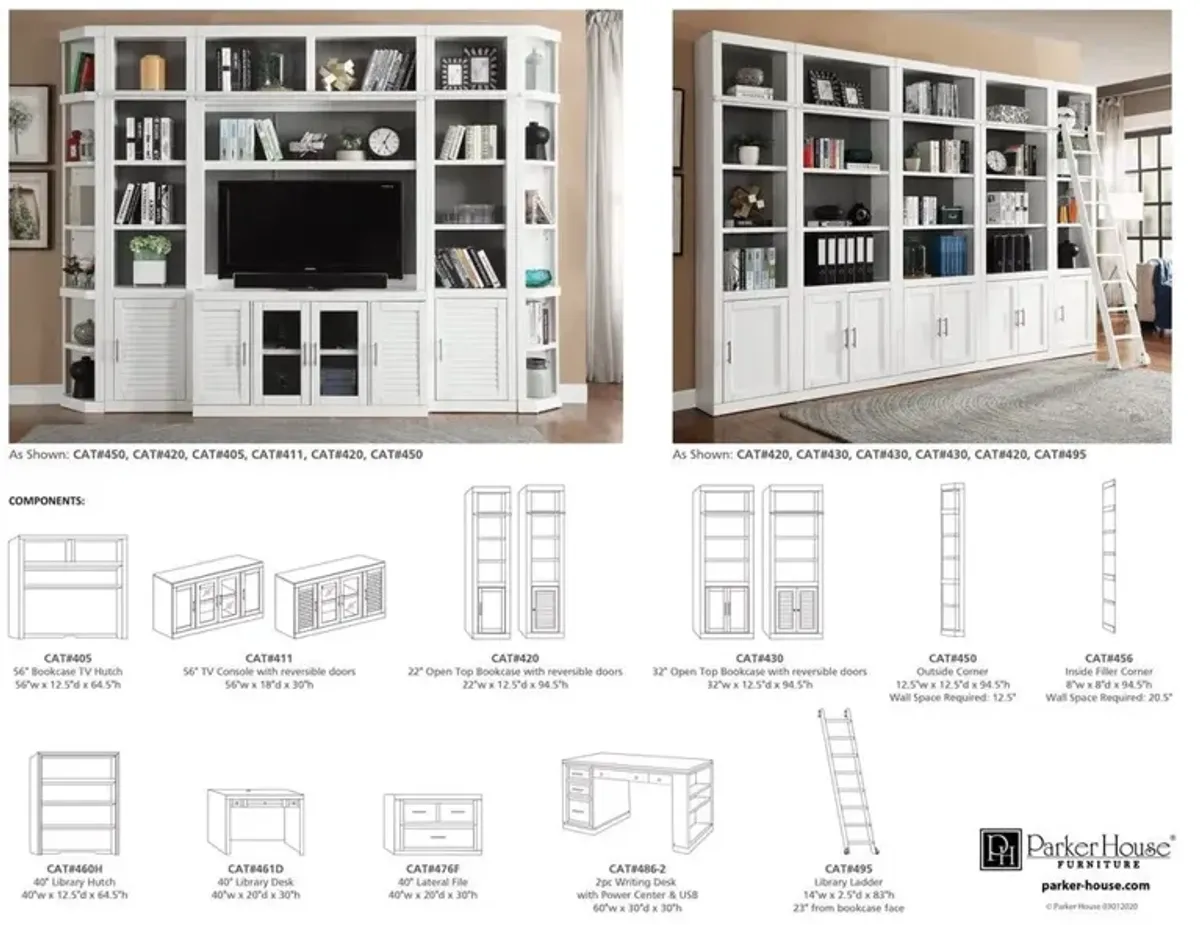 2-PIECE 40 IN. LATERAL FILE AND HUTCH COTTAGE WHITE CATALINA