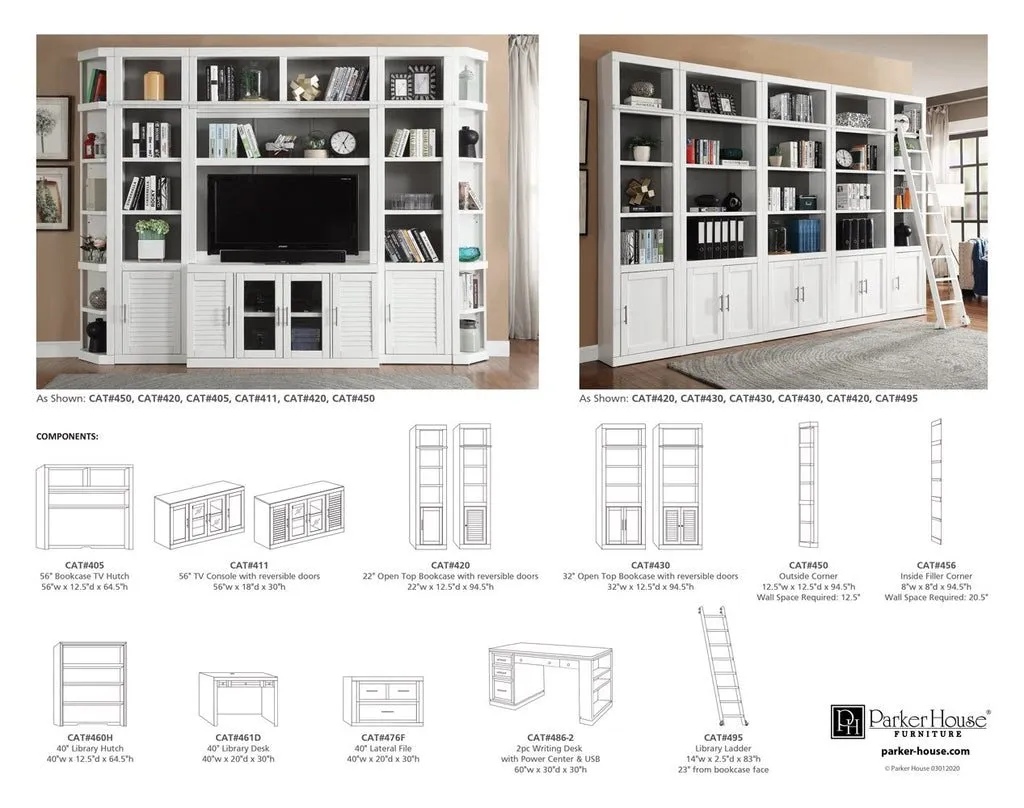 2-PIECE 40 IN. LATERAL FILE AND HUTCH COTTAGE WHITE CATALINA