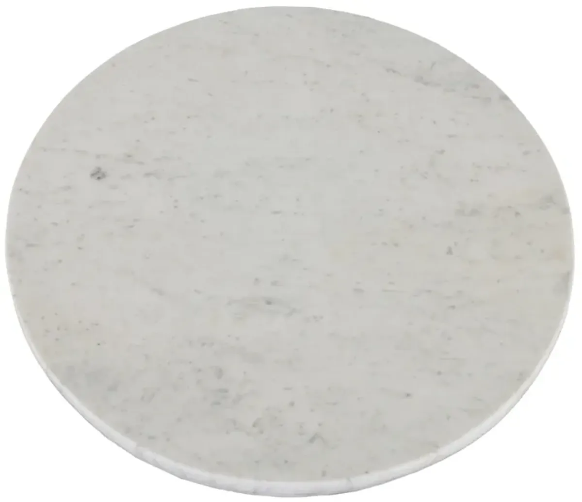 Home Trends Design Palm Springs 48-Inch Round White Marble Dining Table with Pedestal Base