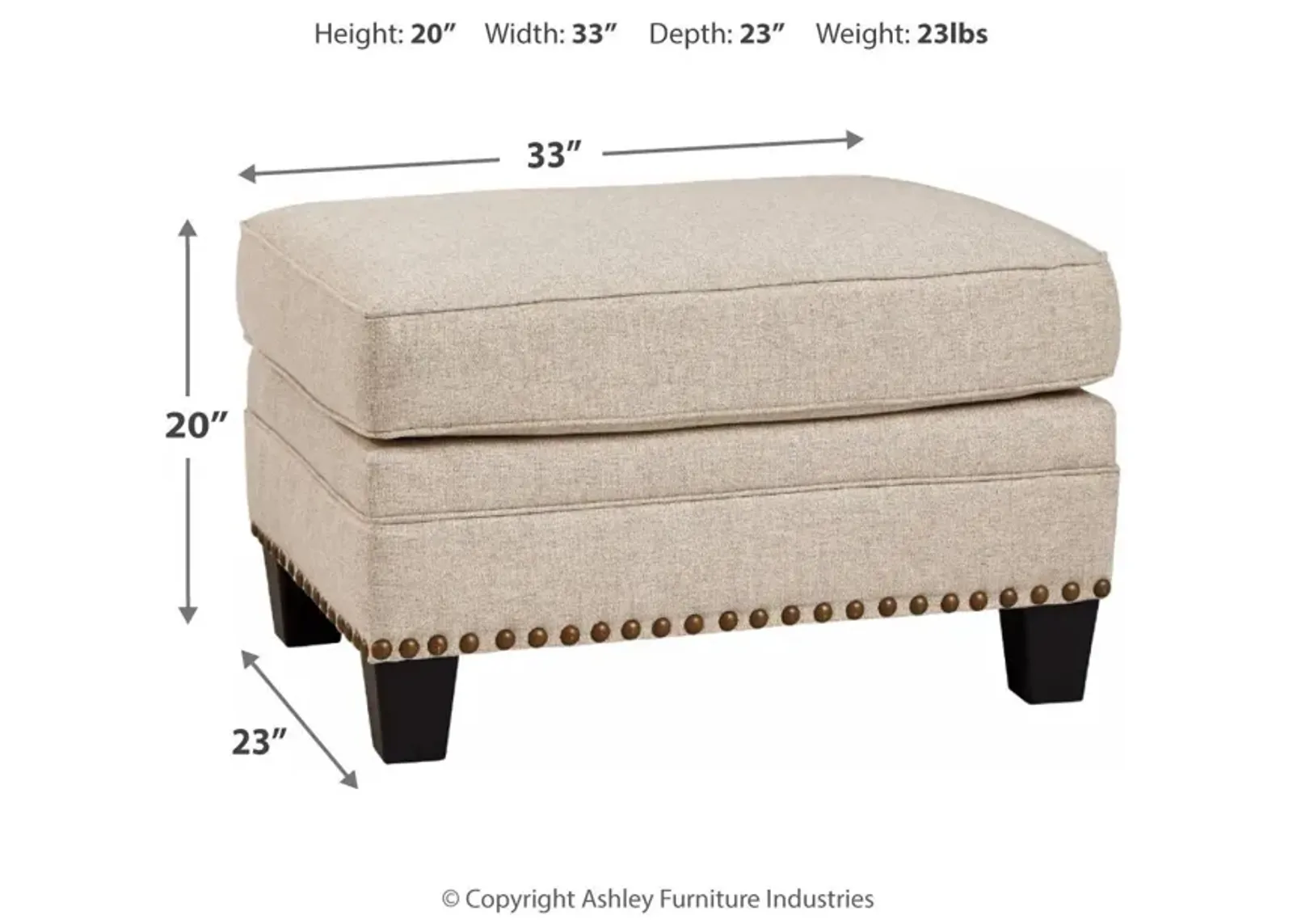 Ashley Claredon Ottoman Linen Benchcraft